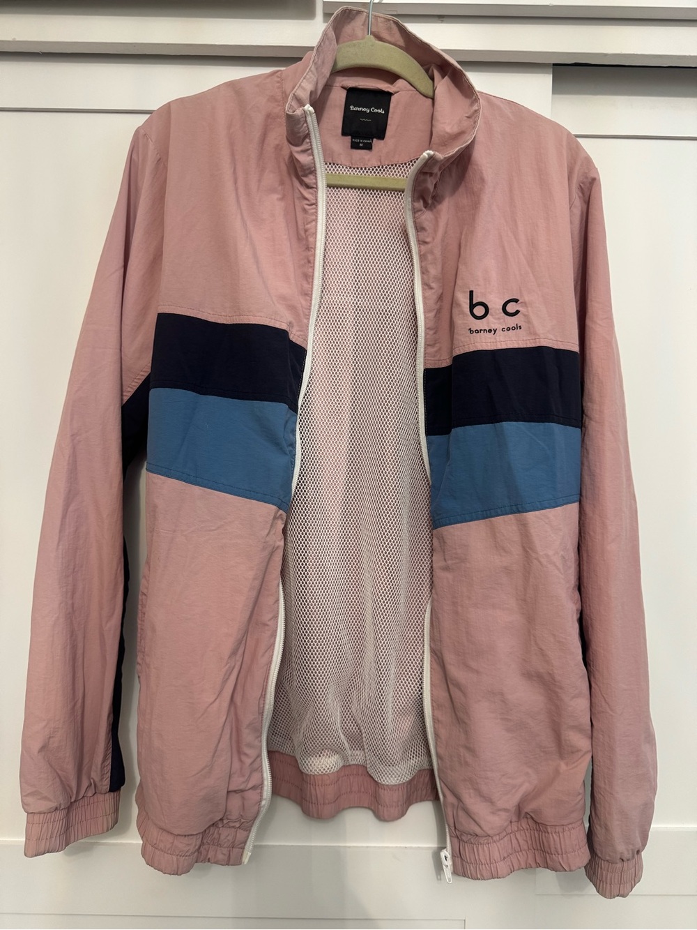Barney Cools Pink Navy Blue Colorblock Track Jacket